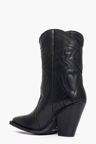 Stivaletti pelle nero con ricami Gabriella Mod