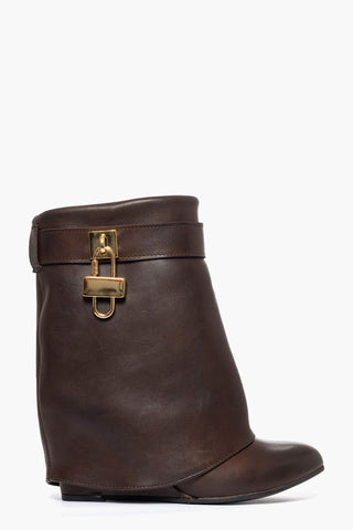 Stivaletti con risvolto pelle testa di moro e accessorio oro Cinzia 11