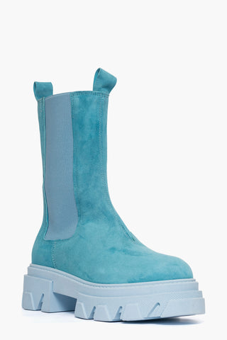 Stivaletti Wake 12 camoscio celeste con elastici
