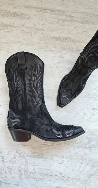 Stivali nabuk  nero con ricami Oldwest Black