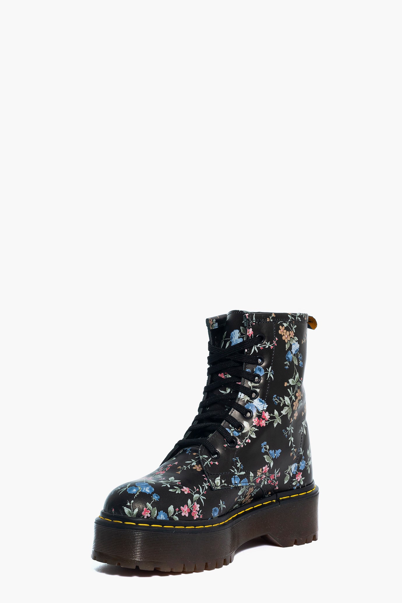 Botines Oxford Flowers de piel negra con estampado de flores – Lia