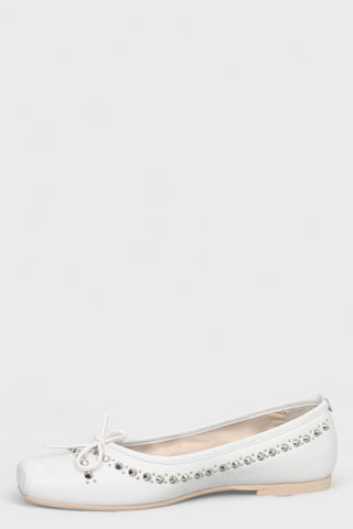 White leather ballet flats with studs 107