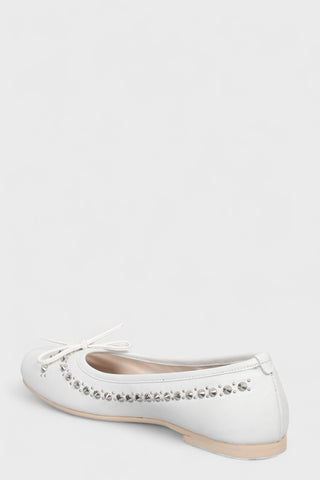 White leather ballet flats with studs 107