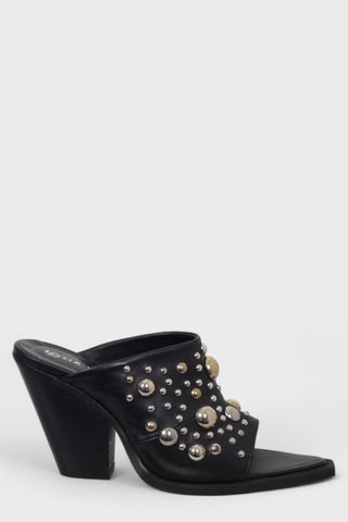 Gabriella Mala black leather mule with studs