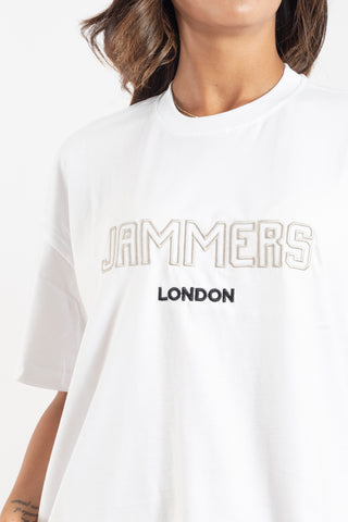 T-shirt Jammers London bianca con ricamo