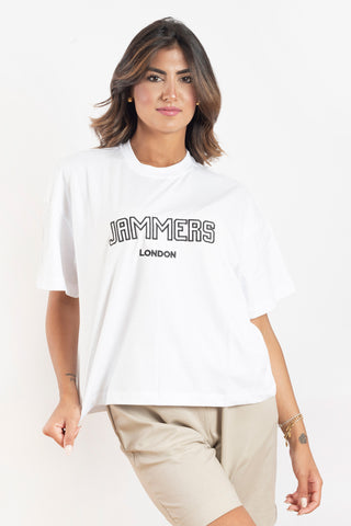 T-shirt Jammers London bianca con ricamo