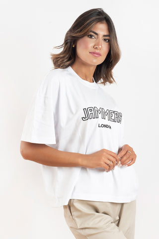 T-shirt Jammers London bianca con ricamo