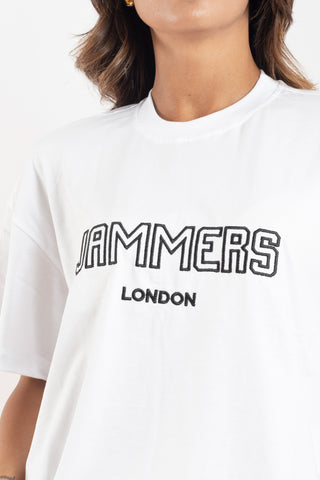 T-shirt Jammers London bianca con ricamo