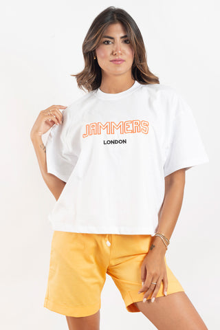 T-shirt Jammers London bianca con ricamo