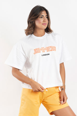 T-shirt Jammers London bianca con ricamo