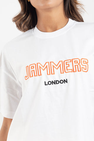 T-shirt Jammers London bianca con ricamo