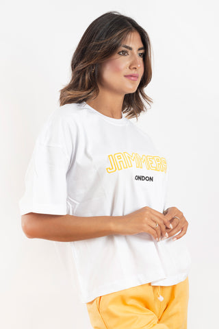 T-shirt Jammers London bianca con ricamo