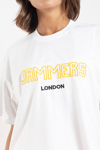 T-shirt Jammers London bianca con ricamo