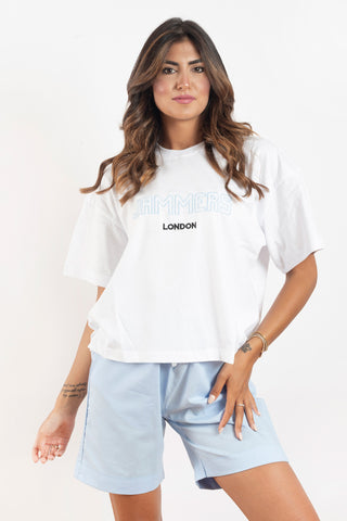 T-shirt Jammers London bianca con ricamo