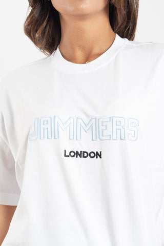 T-shirt Jammers London bianca con ricamo