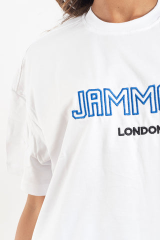 T-shirt Jammers London bianca con ricamo