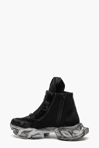 JL Deluxe Total - Sneakers con Doppia Zip in Tessuto Scuba e Camoscio Nero — Tre quarti dietro