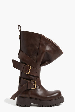 Boomerang 203 - Stivali con Cinture in Pelle Marrone — Profilo