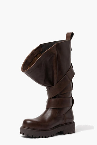 Boomerang 203 - Stivali con Cinture in Pelle Marrone — Tre quarti lato interno