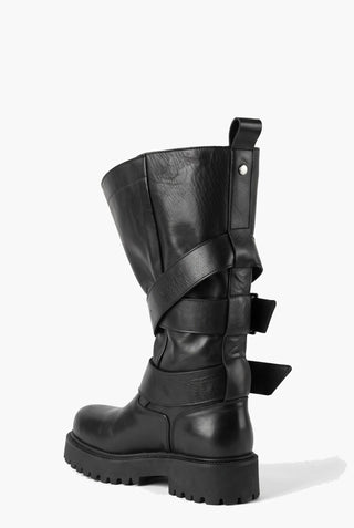 Boomerang 203 - Stivali con Cinture in Pelle Nero — Tre quarti dietro