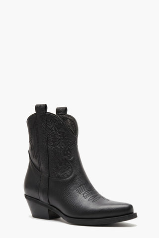 Stivaletti Oldwest 5 pelle nero ricamo — Tre quarti davanti
