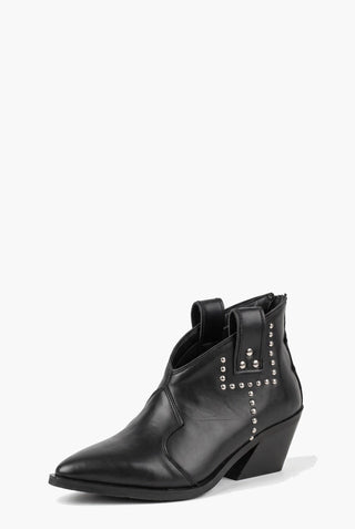 Stivaletti Stephan 12 pelle nero con borchie argento — Tre quarti lato interno