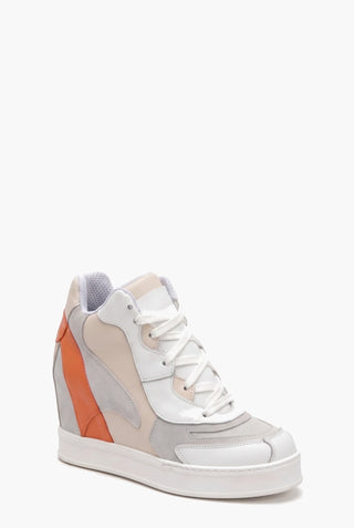 Sneakers Upp Code 2 pelle bianco e camoscio ghiaccio — Tre quarti davanti