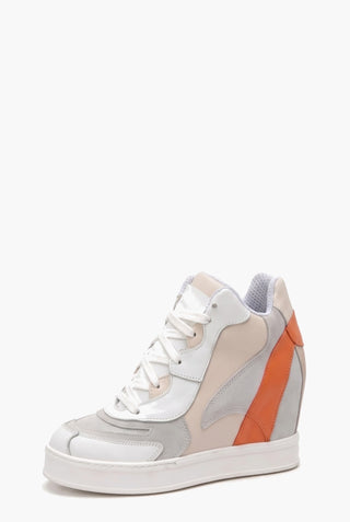 Sneakers Upp Code 2 pelle bianco e camoscio ghiaccio — Tre quarti lato interno