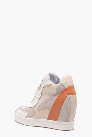 Sneakers Upp Code 2 pelle bianco e camoscio ghiaccio — Tre quarti dietro