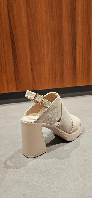 Sandalo canvas taupè Florinda