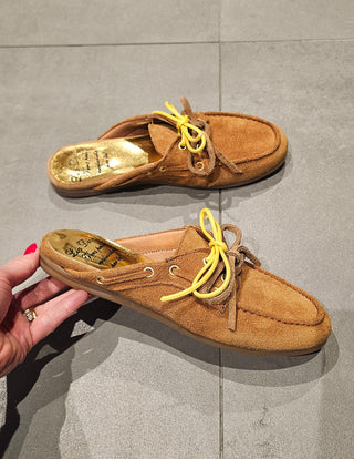 Sabot mocassino camoscio cuoio con lacci Chiara 3