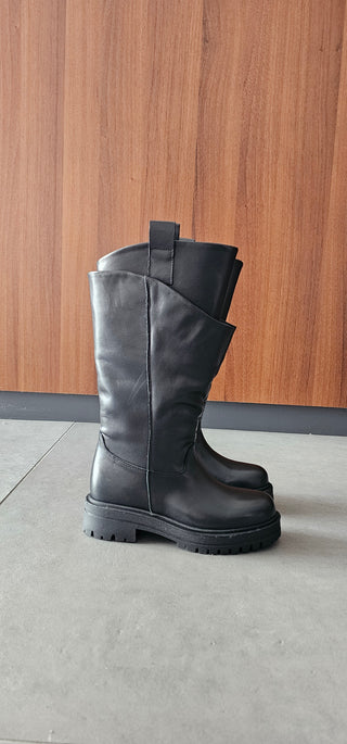 Stivali doppio gambale pelle nero Ibz Double 778