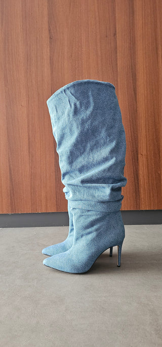 Stivale aggrappato jeans chiaro Orietta Chic