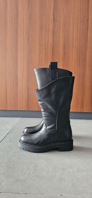 Stivali doppio gambale pelle nero Ibz Double 778