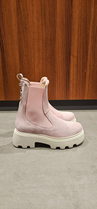 Stivaletti camoscio rosa Vienna con elastici