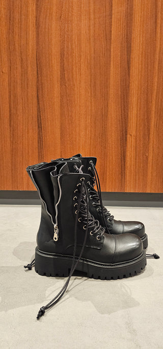 Anfibi pelle nero Boomerang Double Zip