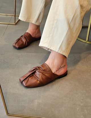 Sabot pelle marrone Rosy 18
