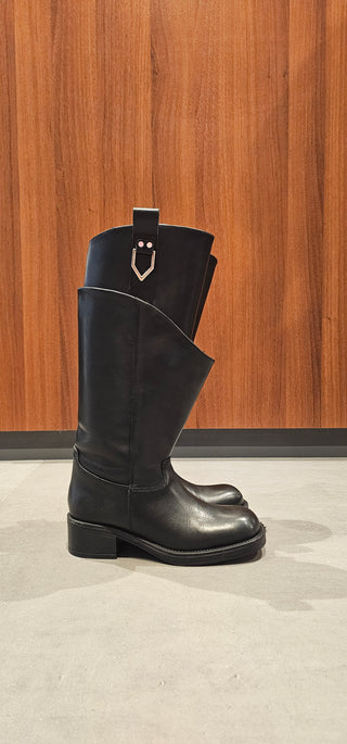 Stivale pelle nero doppio gambale Megan Double