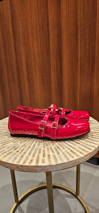 Ballerina vernice rossa con cinturini Annina