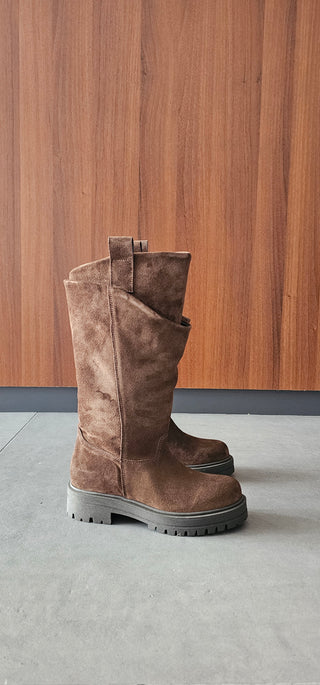 Stivali doppio gambale camoscio marrone Ibz Double 778